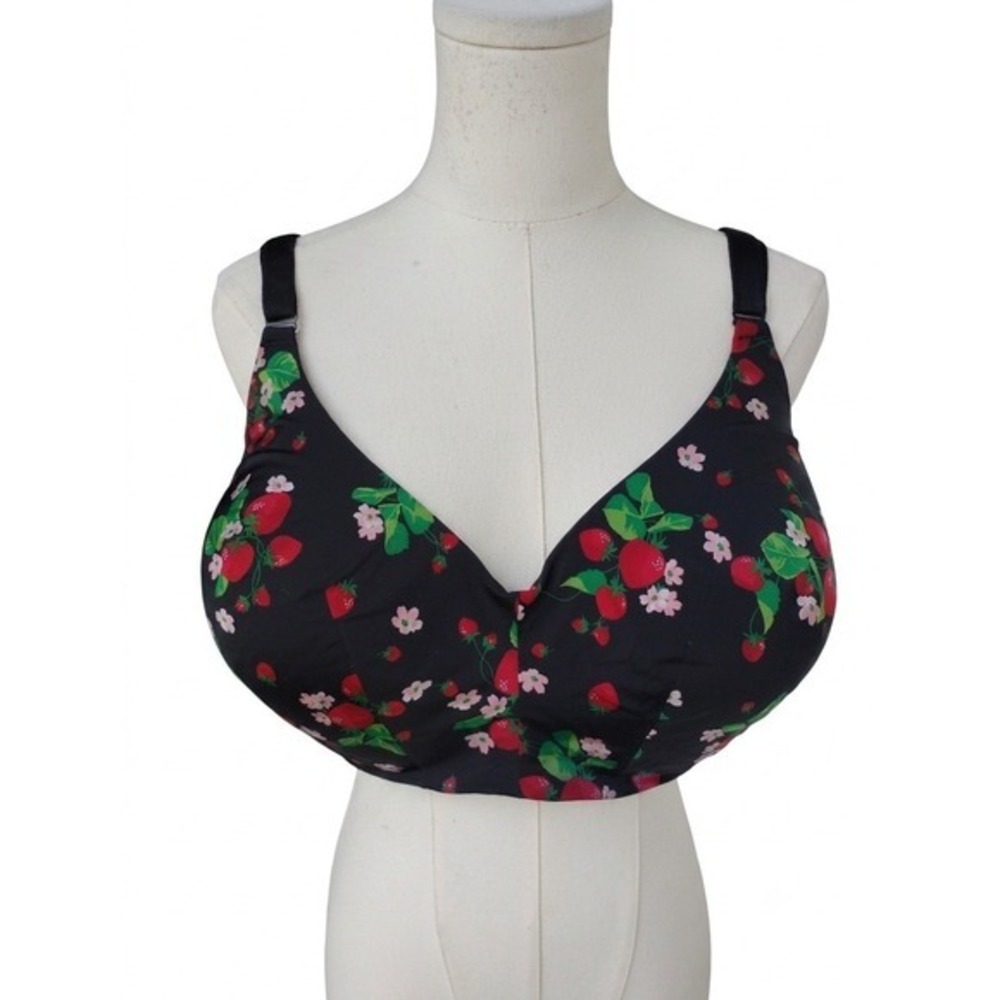 Torrid Curve Black Floral Balconette Bra Size 42DDD